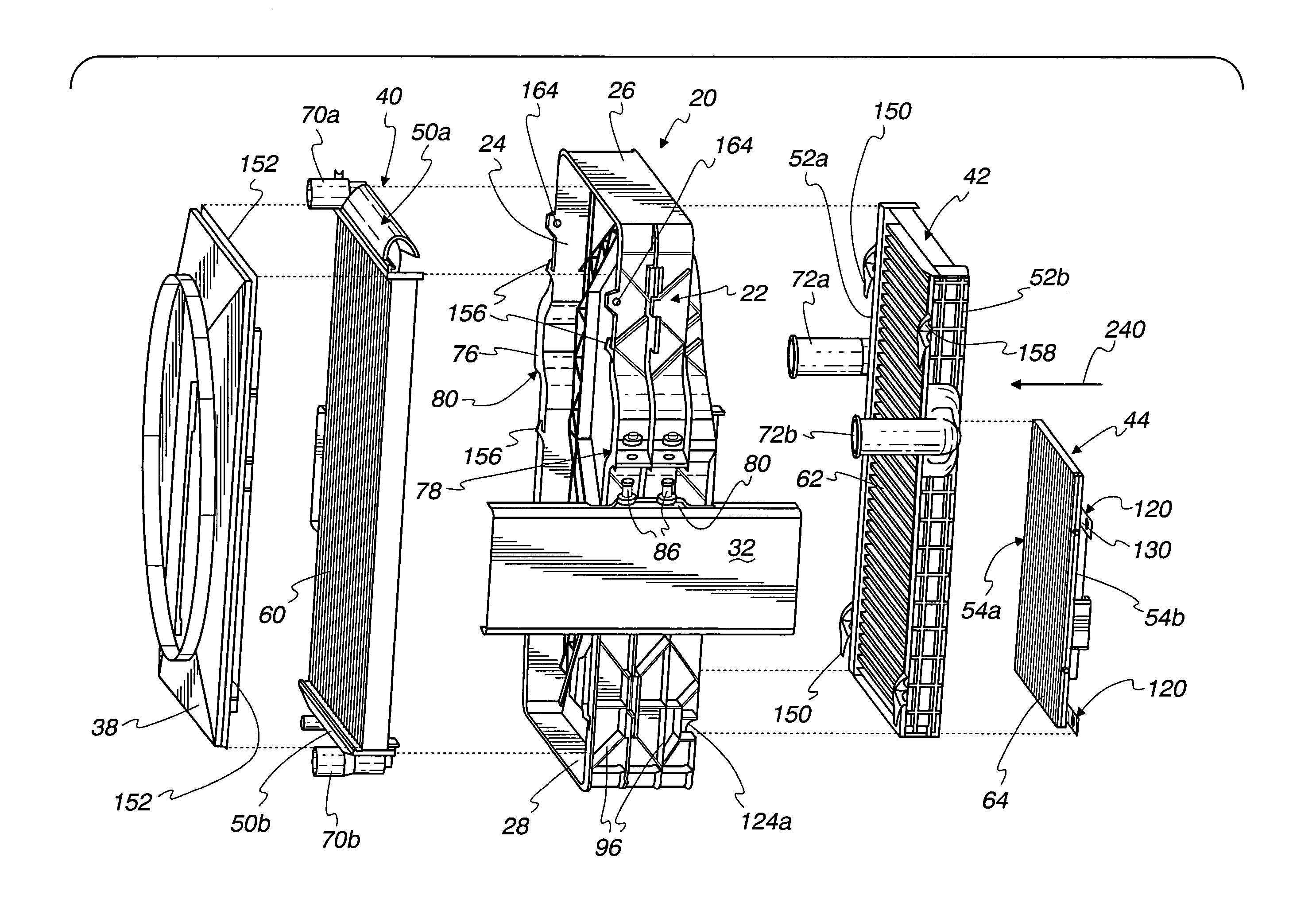 Frame for multiple vehicle heat exchangers