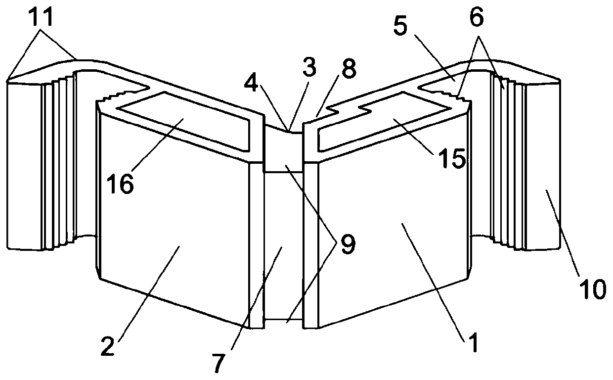 Windproof and waterproof glue injection corner connector and connecting structure thereof