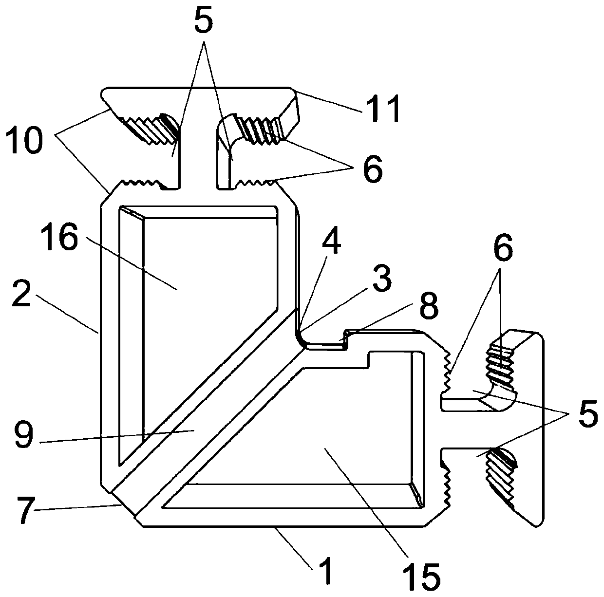 Windproof and waterproof glue injection corner connector and connecting structure thereof