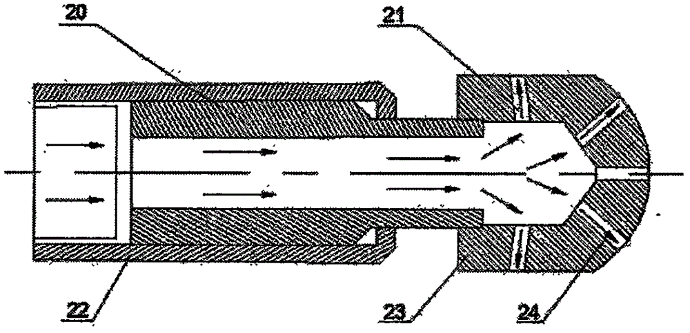 Central rotary jetting pulse internal-grinding drilling bit