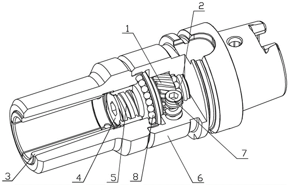 Locking device for torque tool handle collet