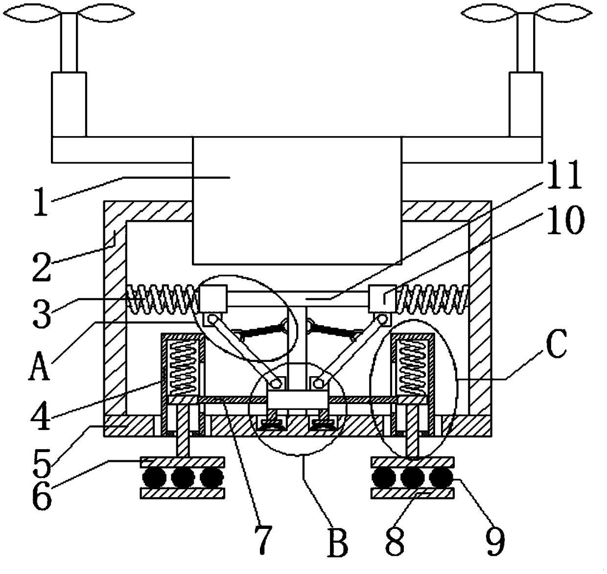 Anti-crashing hard landing frame for unmanned aerial vehicle