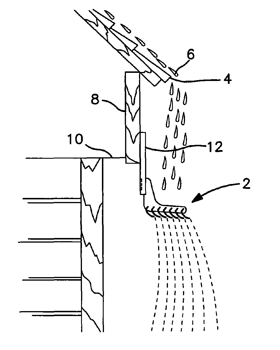 Roof water dispersal system