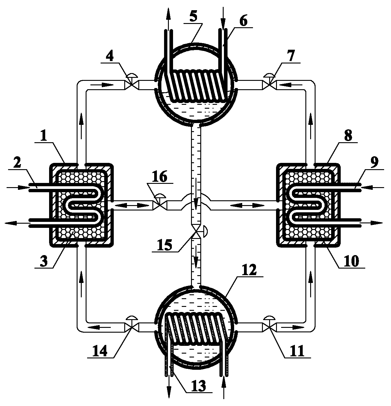 Multi-mode thermochemical adsorption refrigeration device based on cascade utilization of energy