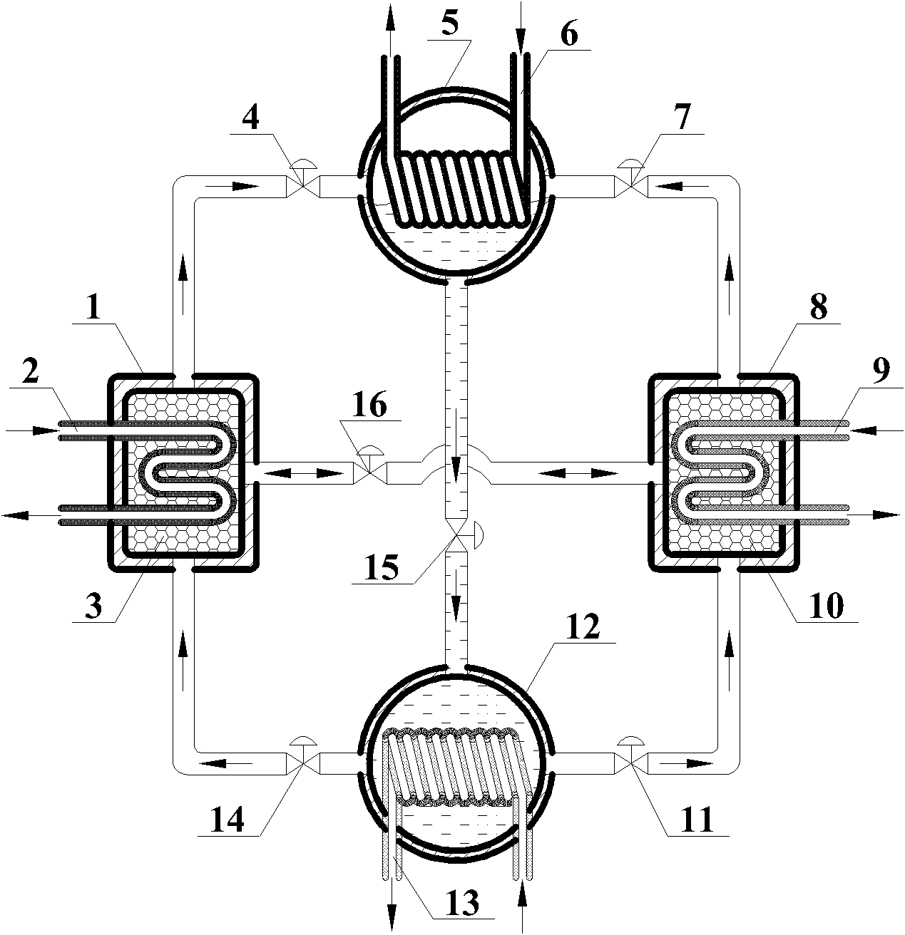 Multi-mode thermochemical adsorption refrigeration device based on cascade utilization of energy