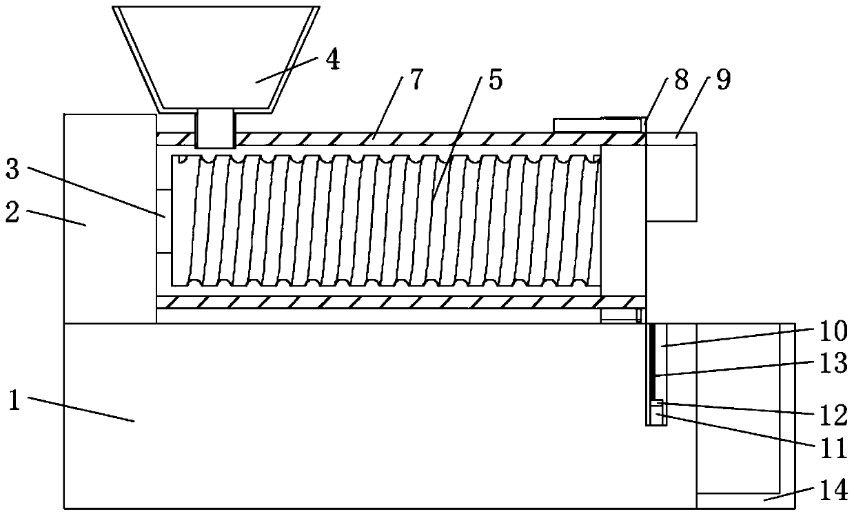 Plastic cake recycling device for aged oil and using method of plastic cake making and recycling device