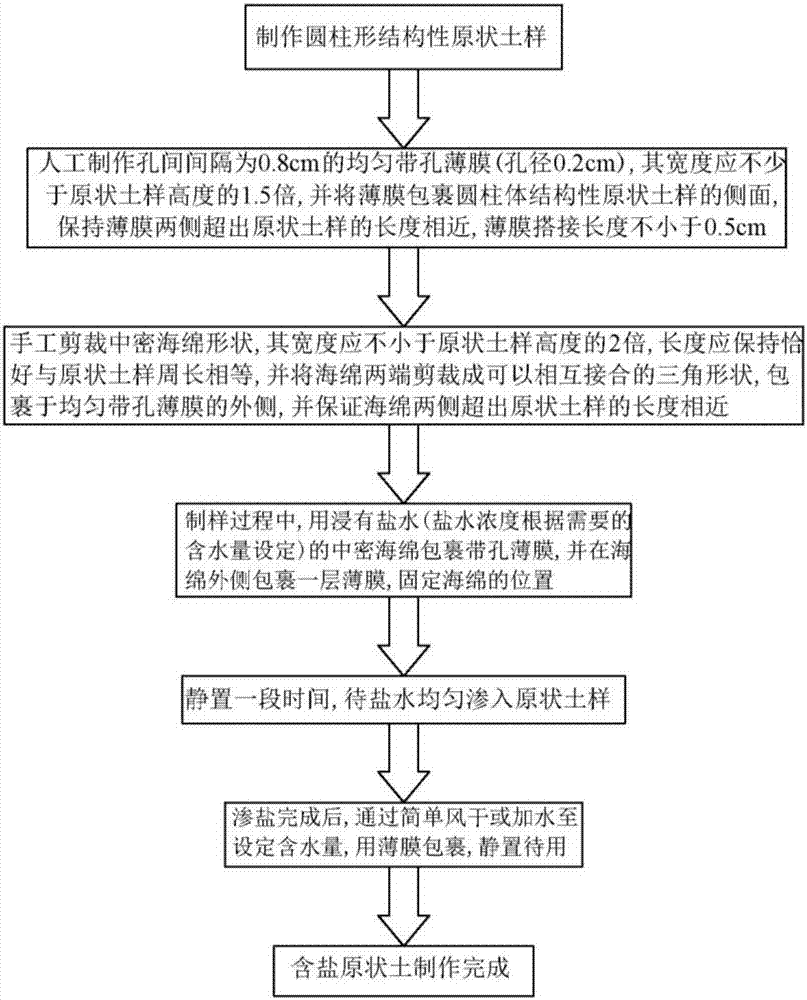 Method for producing salinized undisturbed soil sample having unsaturated structure