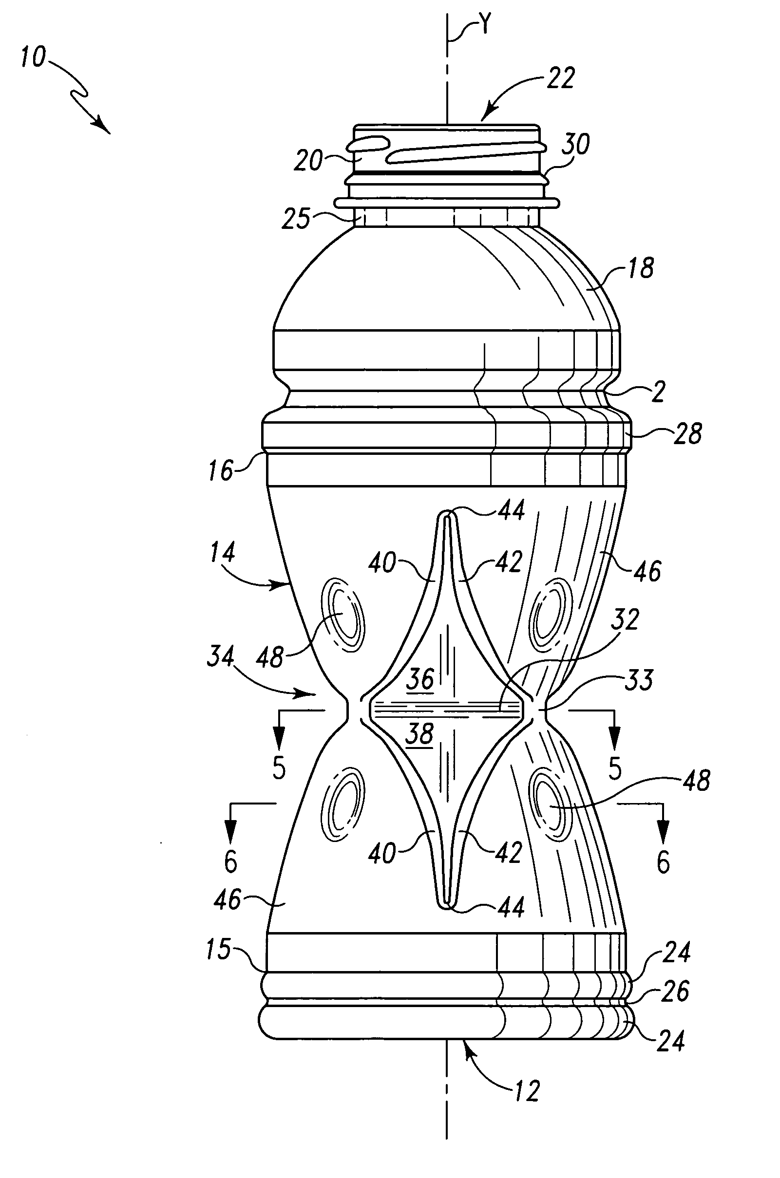 Round hour-glass hot-fillable bottle