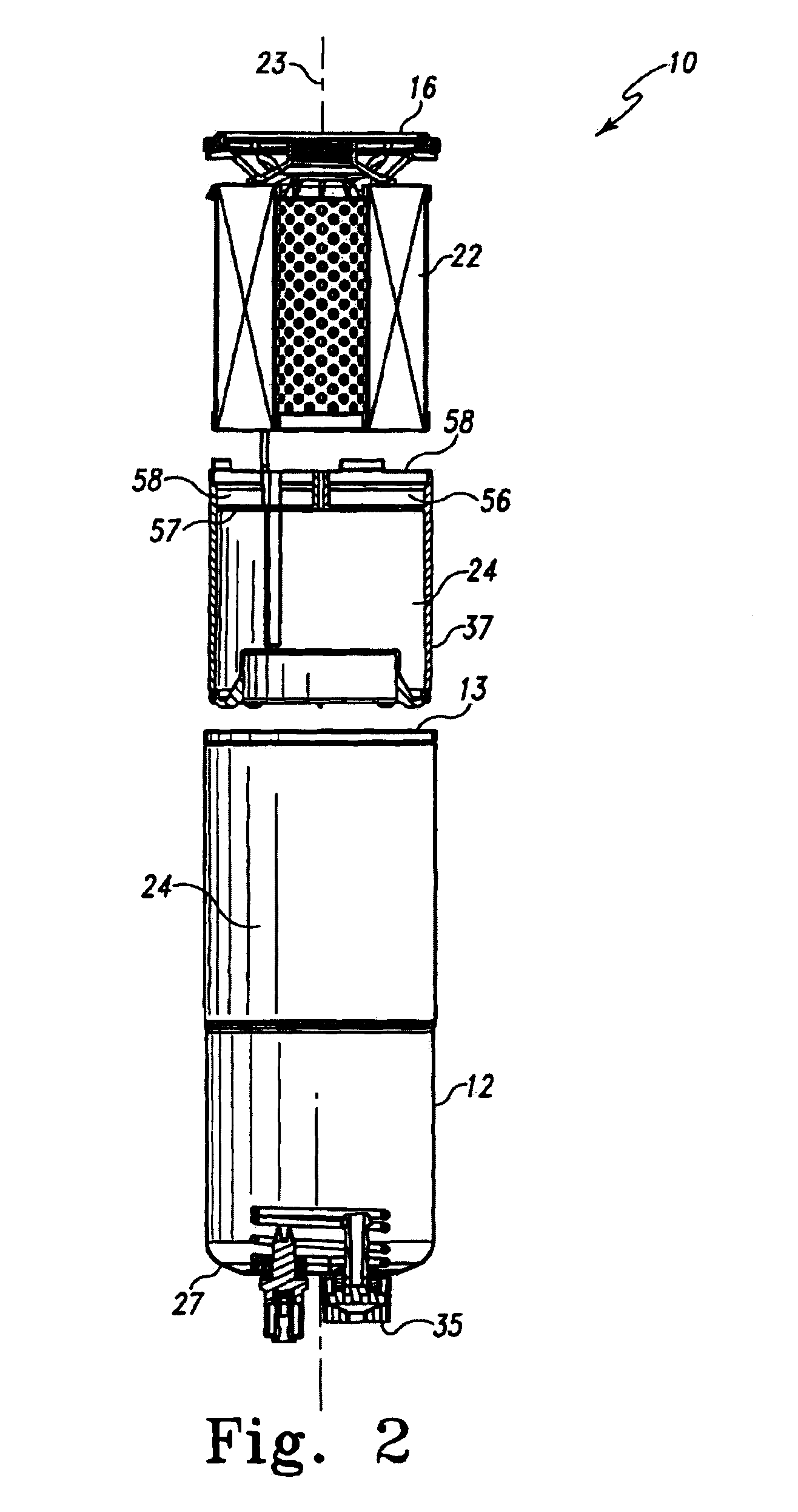 Liquid additive slow-release apparatus driven by a filter pressure gradient