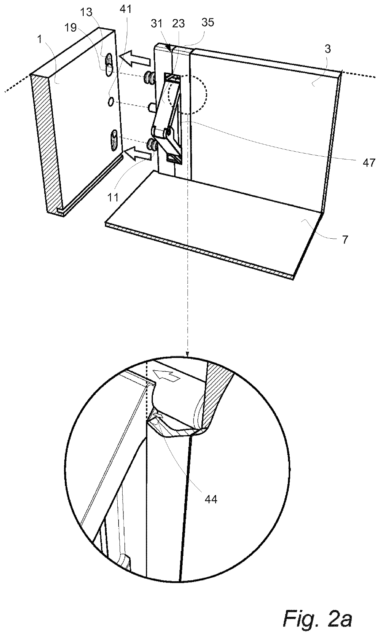 Fastening device for a furniture panel