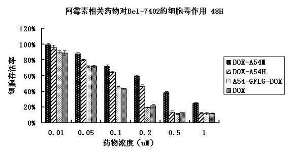 A54-GFLG-DOX conjugate as well as coupling method and application thereof