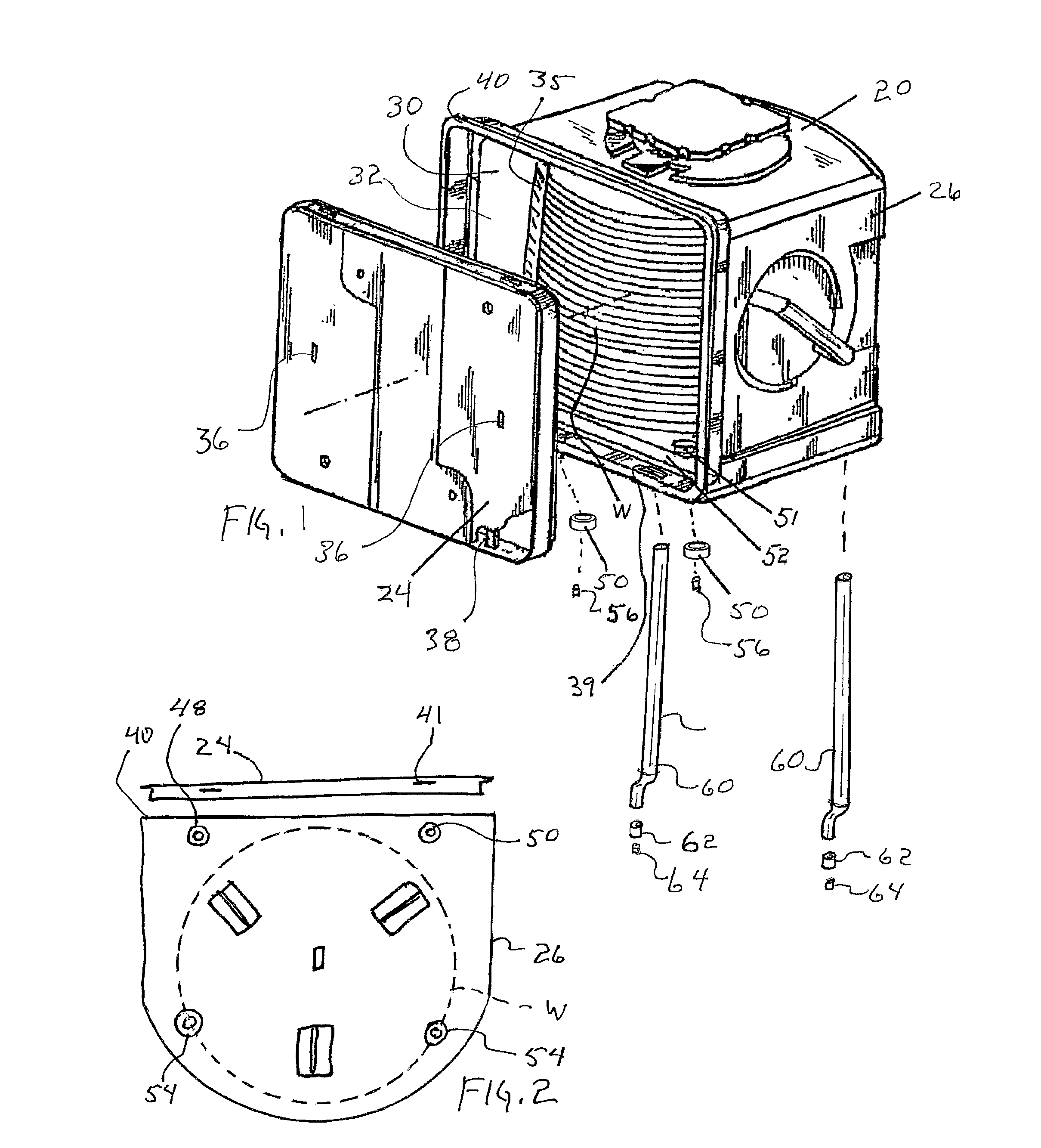 Wafer container with tubular environmental control components