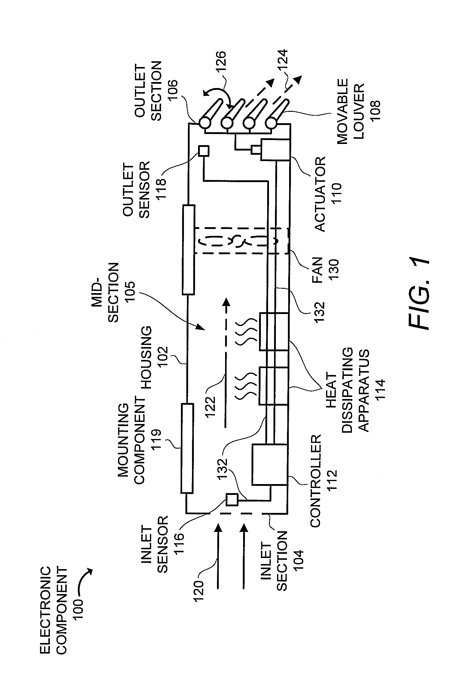 Electronic component having a movable louver