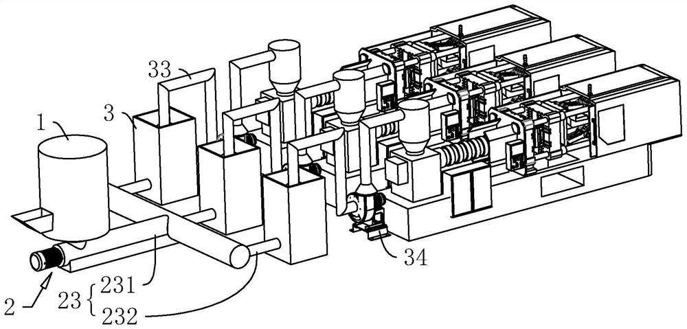 Feeding device of injection molding machine