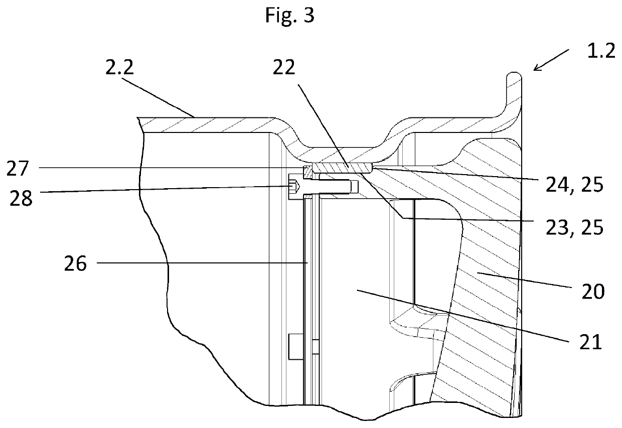 Wheel comprising a wheel rim and a wheel disc