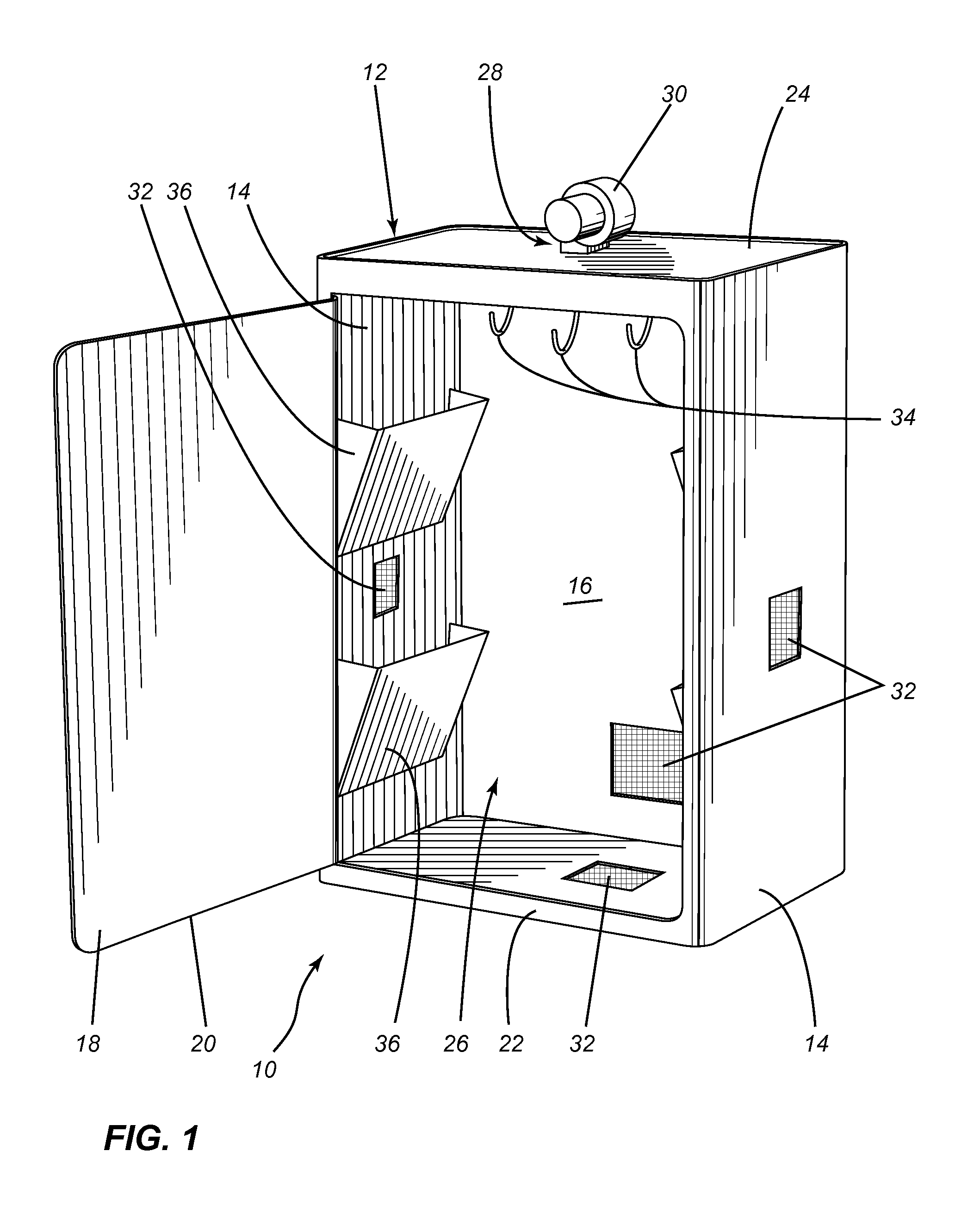 Ventilated portable container for sports equipment