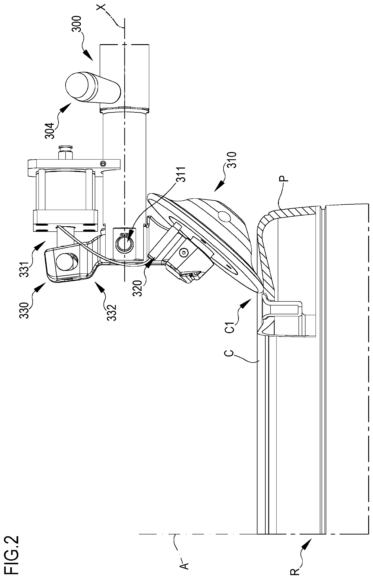 Tyre-removal apparatus with automatically pivoting tool