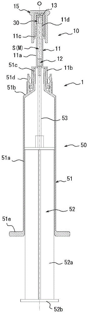 Syringe type spray container