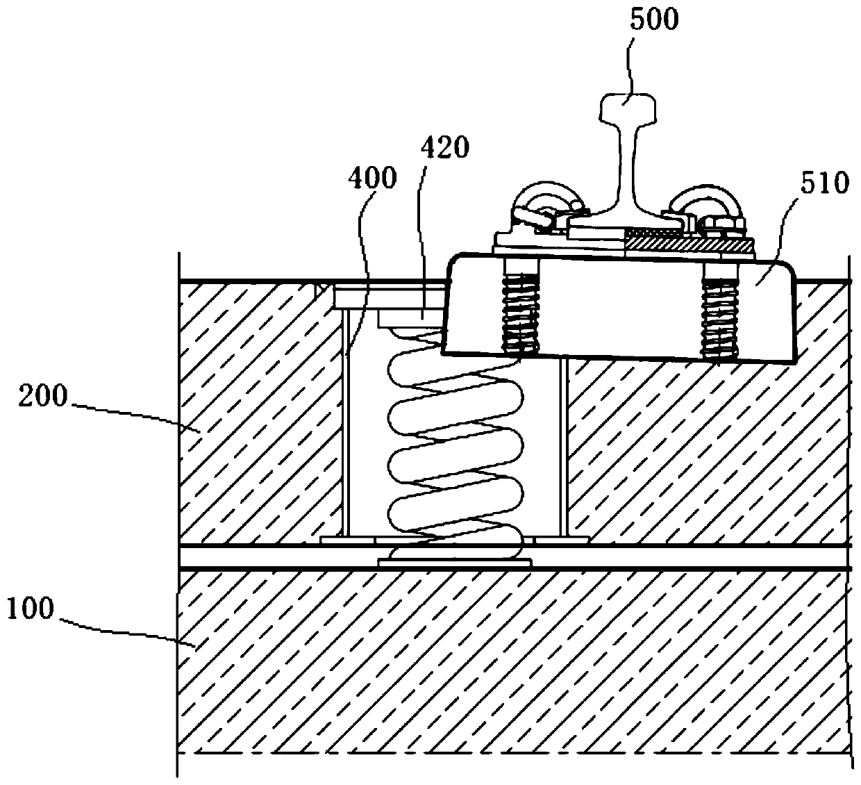 Steel spring floating slab monolithic track bed construction method based on track engineering