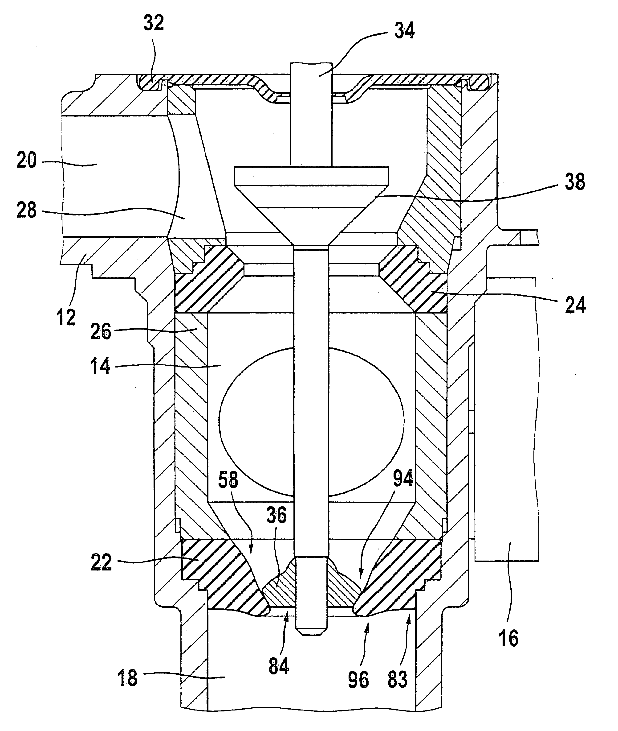 Valve comprising elastic sealing elements