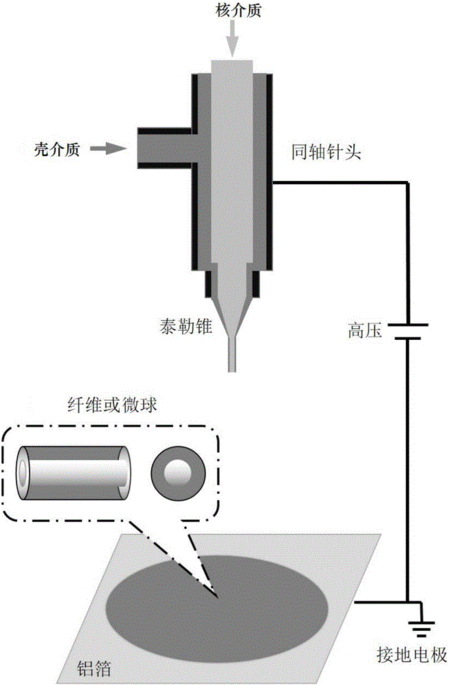 Coaxial electrospun polyimide micro/nano hollow structure material and preparation method thereof