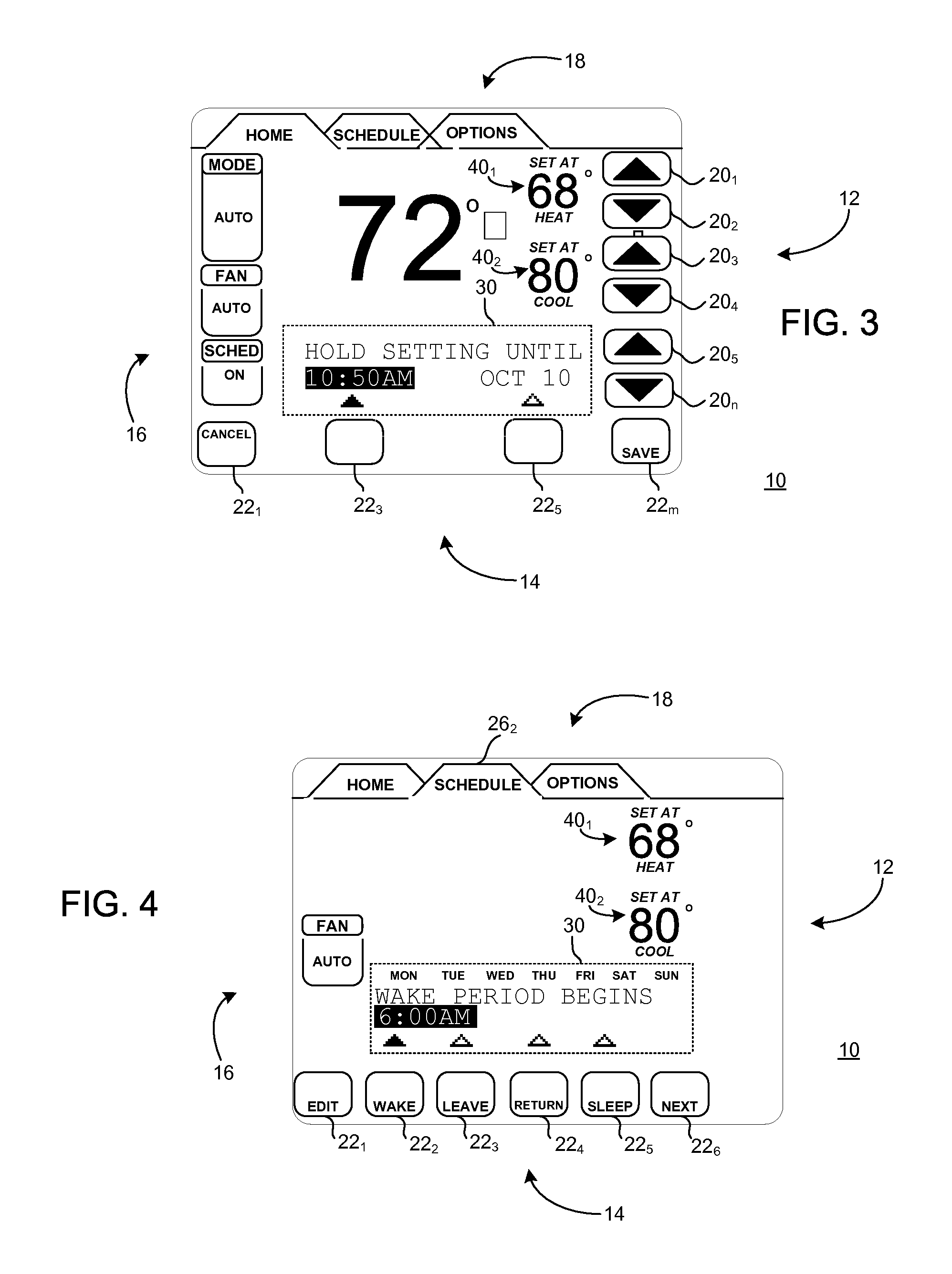 Display apparatus and method for a control unit for an environmental control system