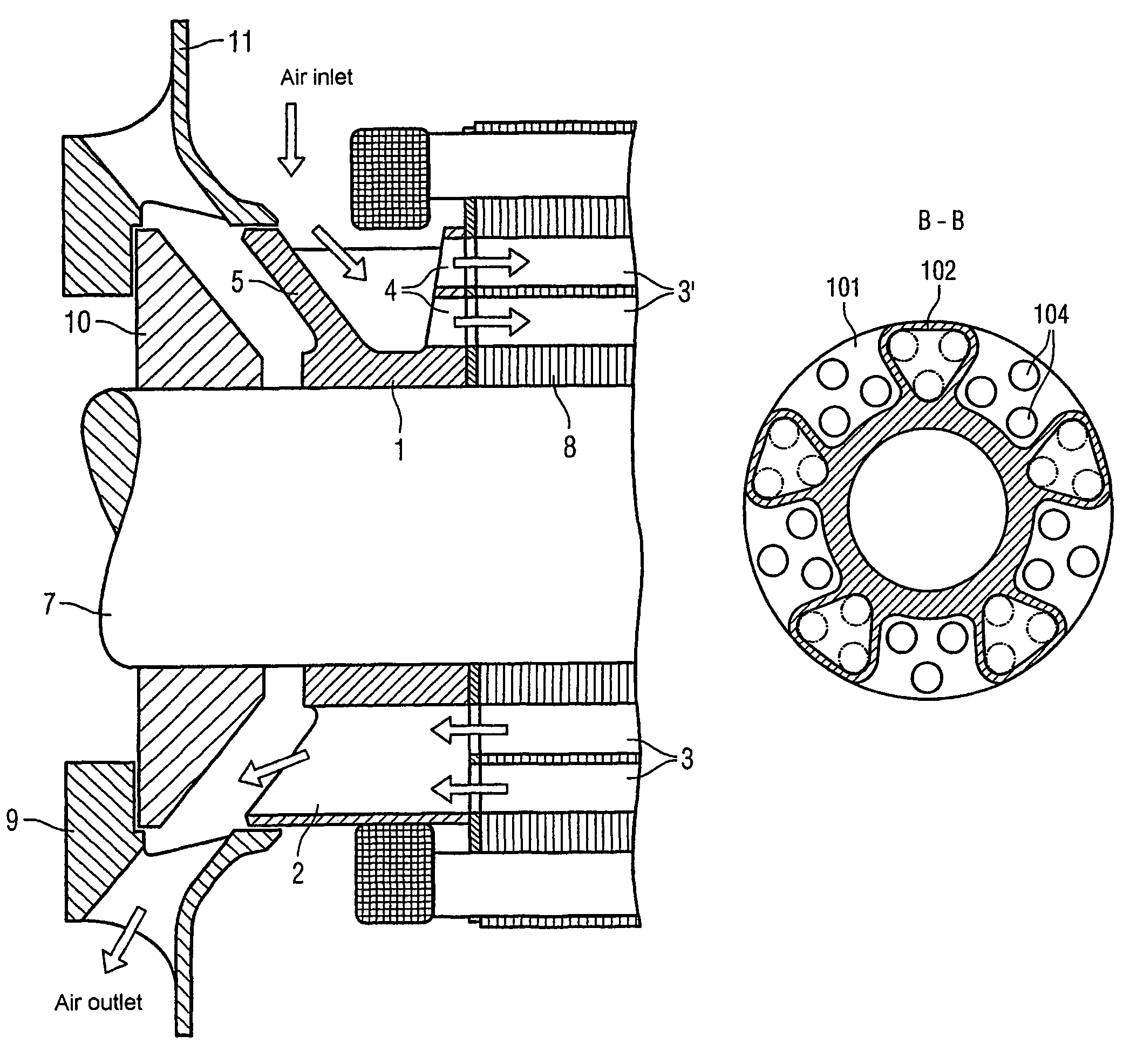 Electric machine with rotor cooling and corresponding cooling method