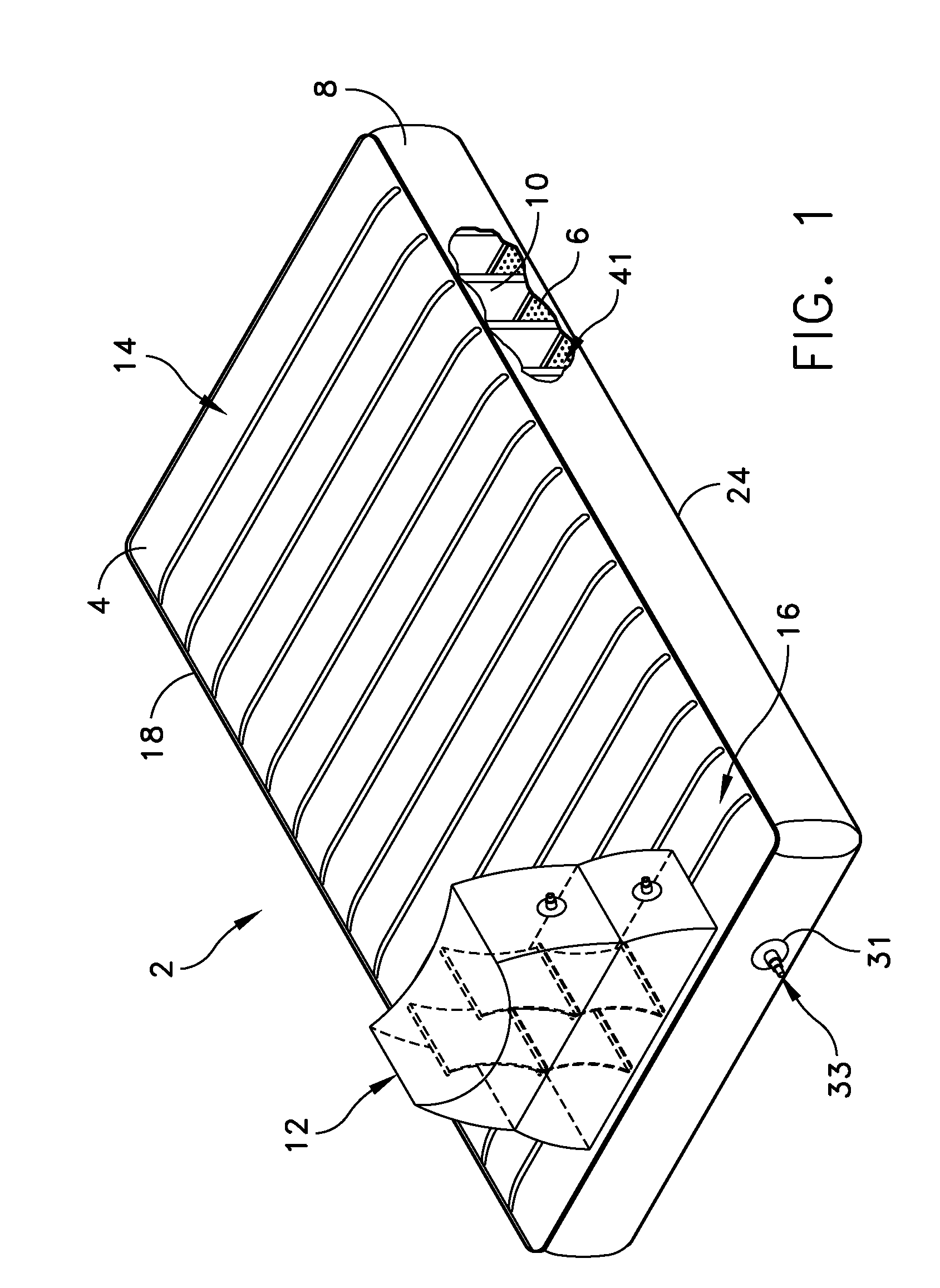 Transfer mattress with inflatable foot rest