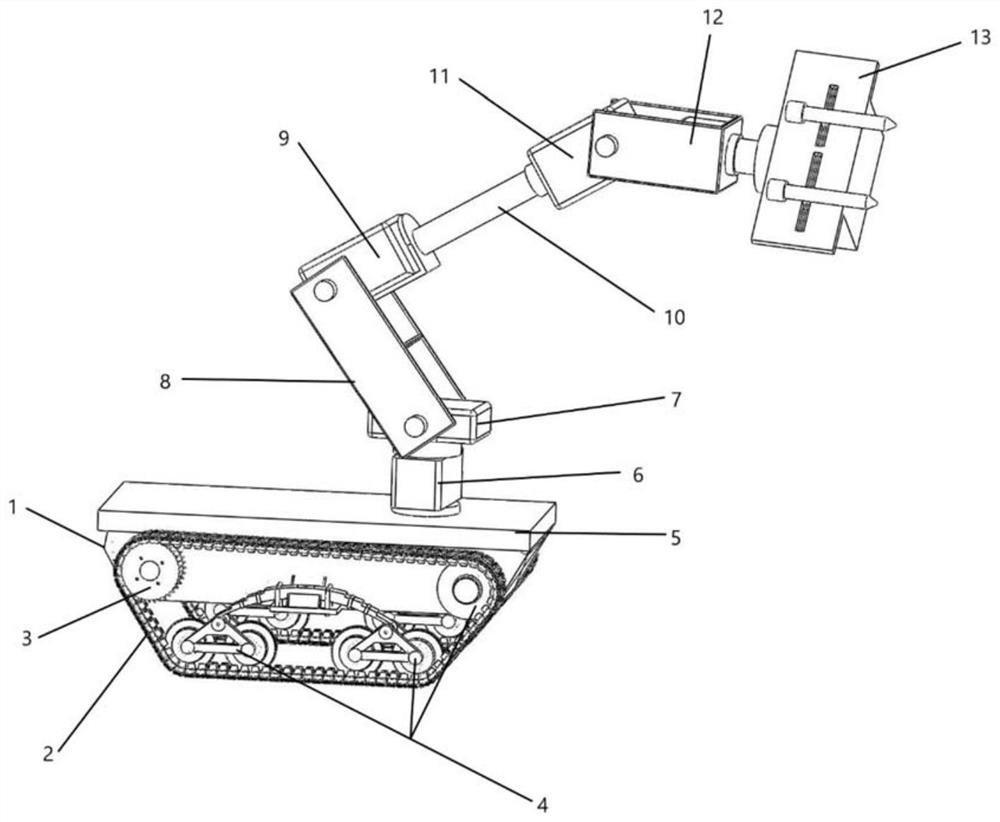 Multi-degree-of-freedom double-nozzle crawler belt moving type 3D printing device