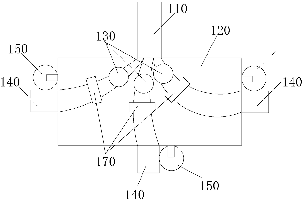 Agricultural orchard irrigation device with three spray heads