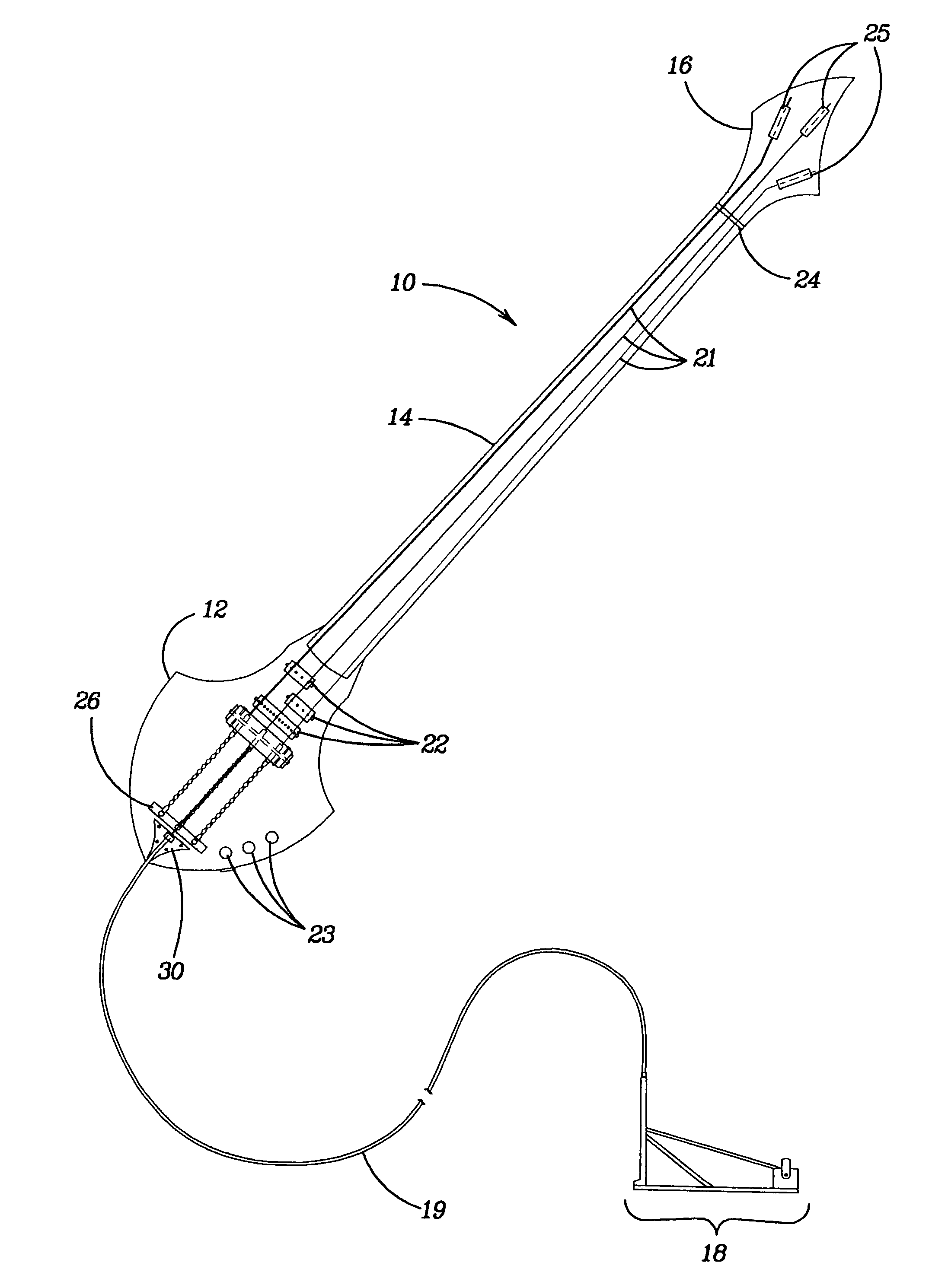 Torsion oscillated spring corded contrabass guitar