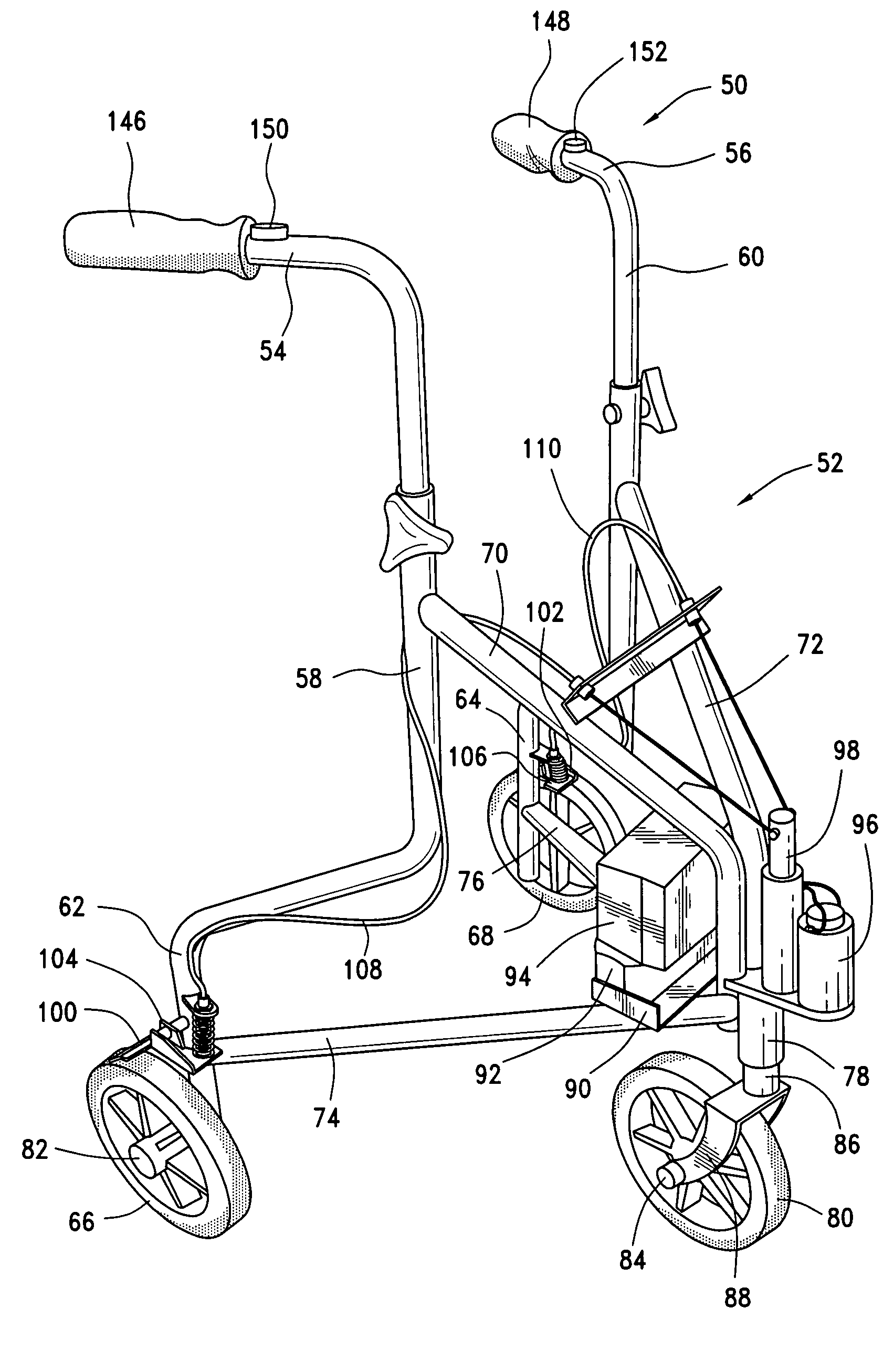 Electronically controlled brakes for walkers