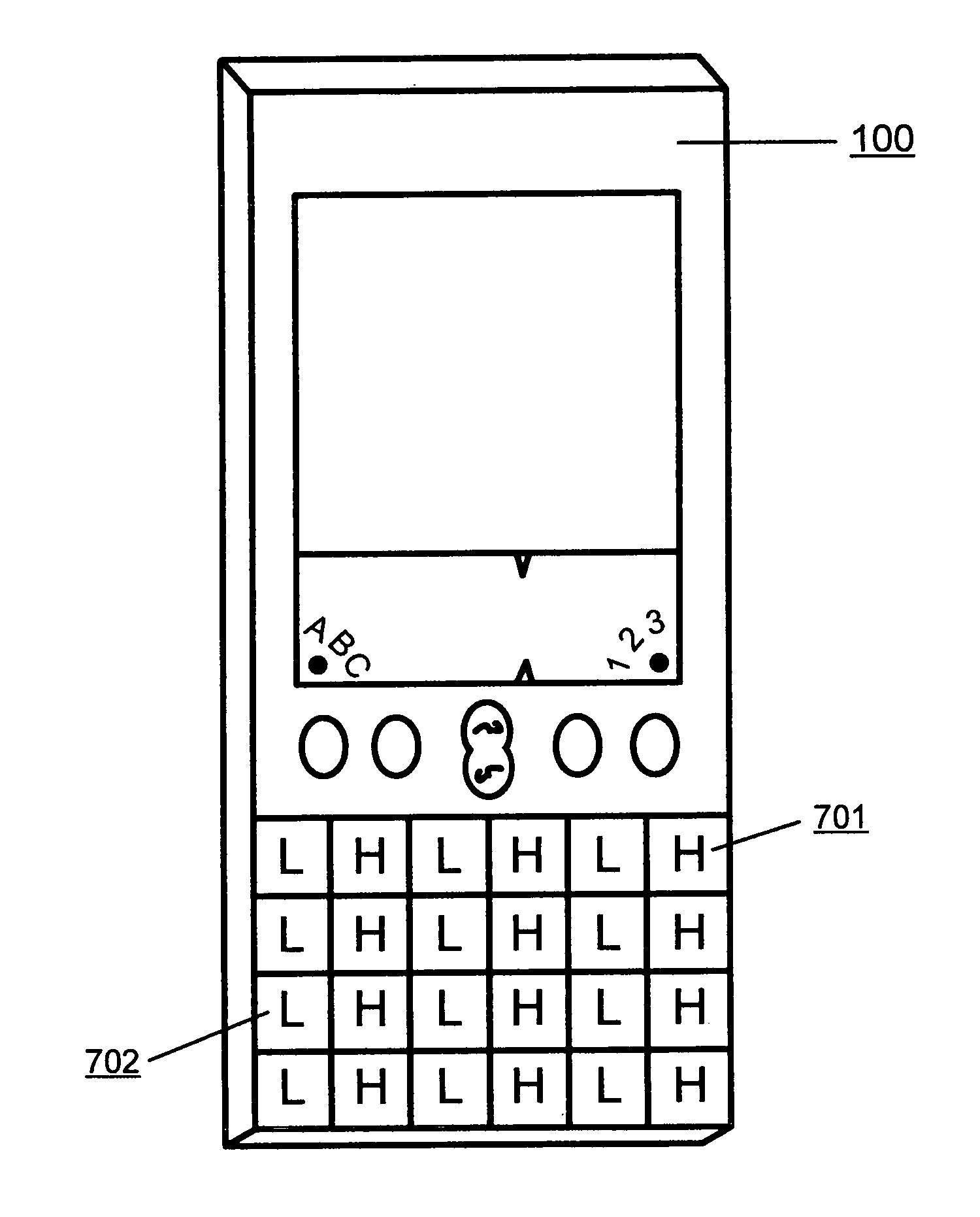 Raised keys on a miniature keyboard