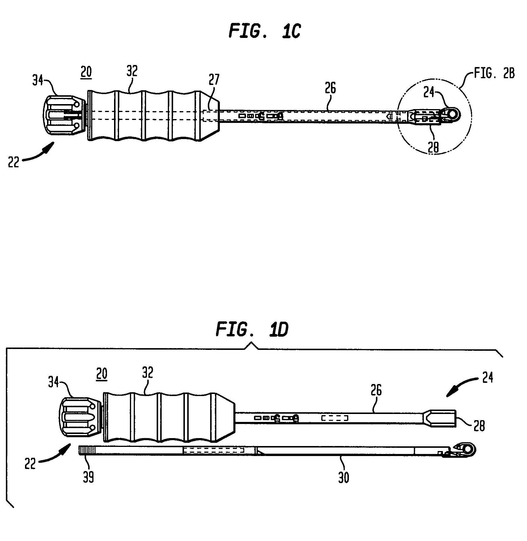 Rod inserter and rod with reduced diameter end