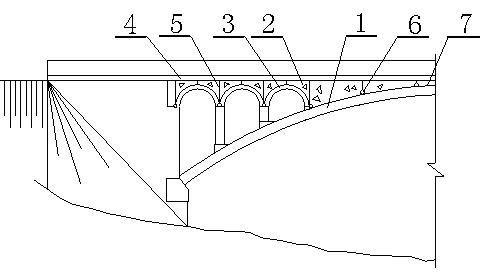 Masonry arch bridge using lightweight concrete as arch filler