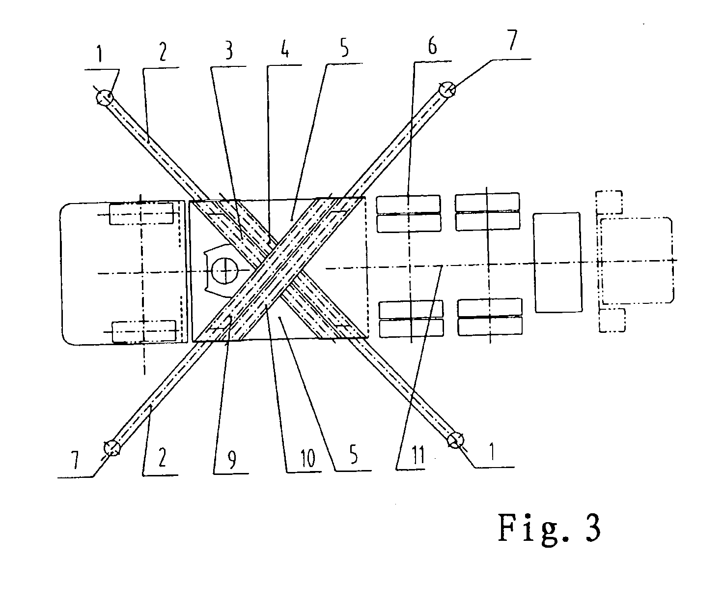 Support device for walking machines