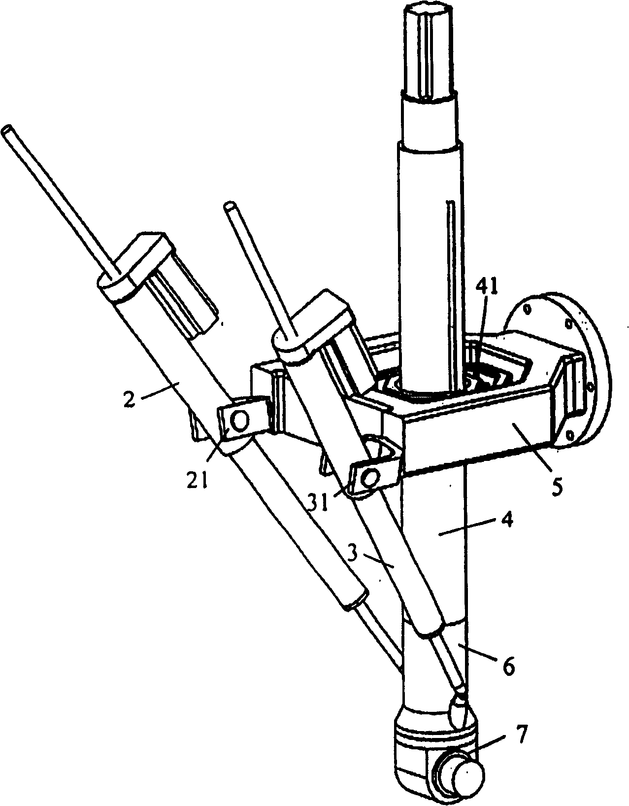 Asymmetric space 5-degree of freedom series-parallel robot