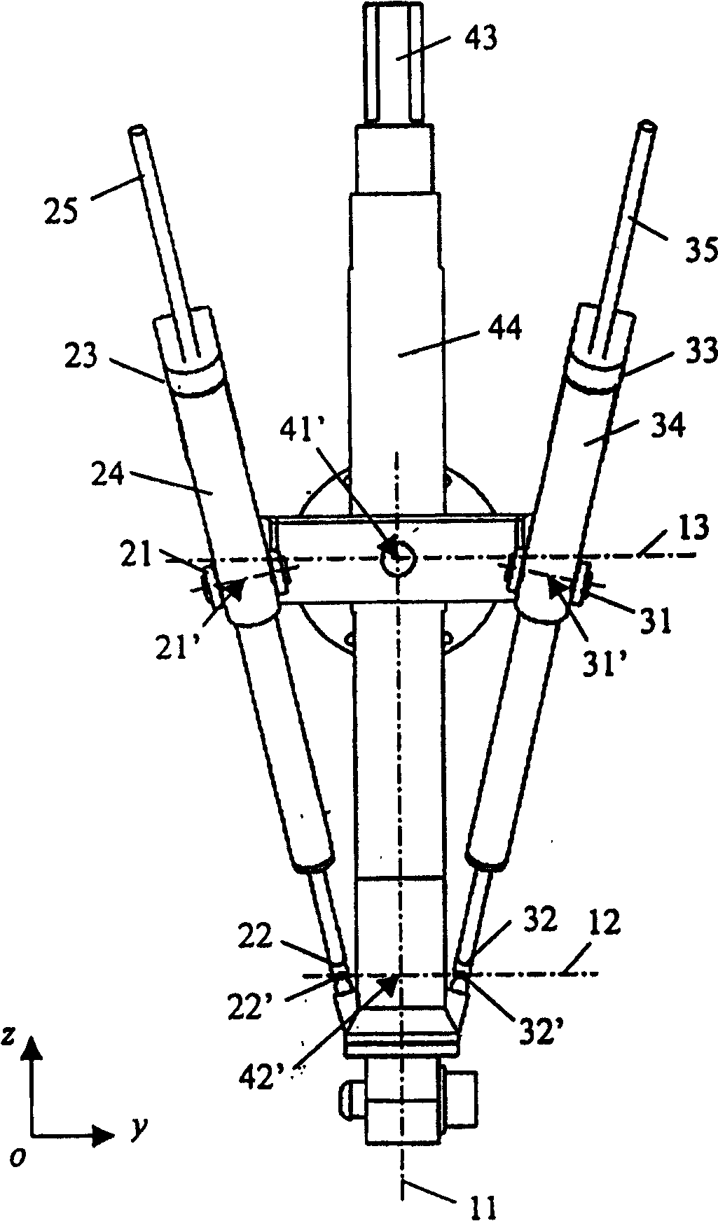 Asymmetric space 5-degree of freedom series-parallel robot