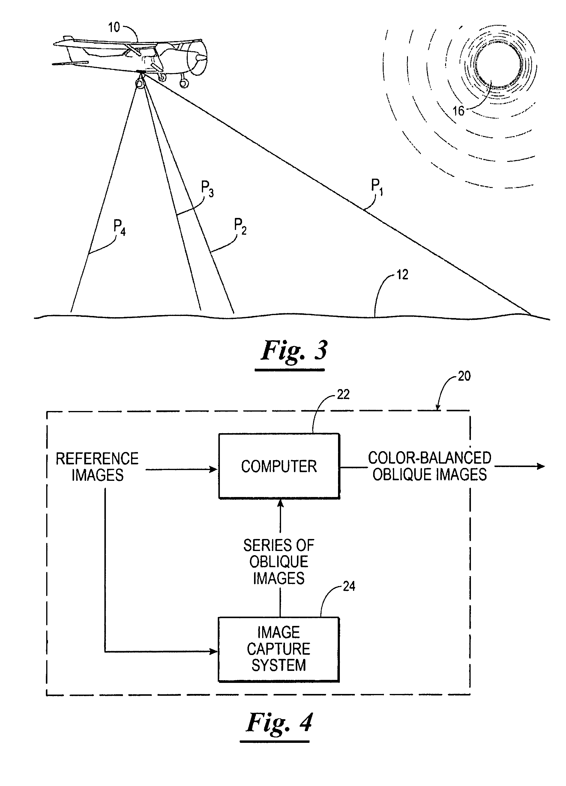 System and process for color-balancing a series of oblique images