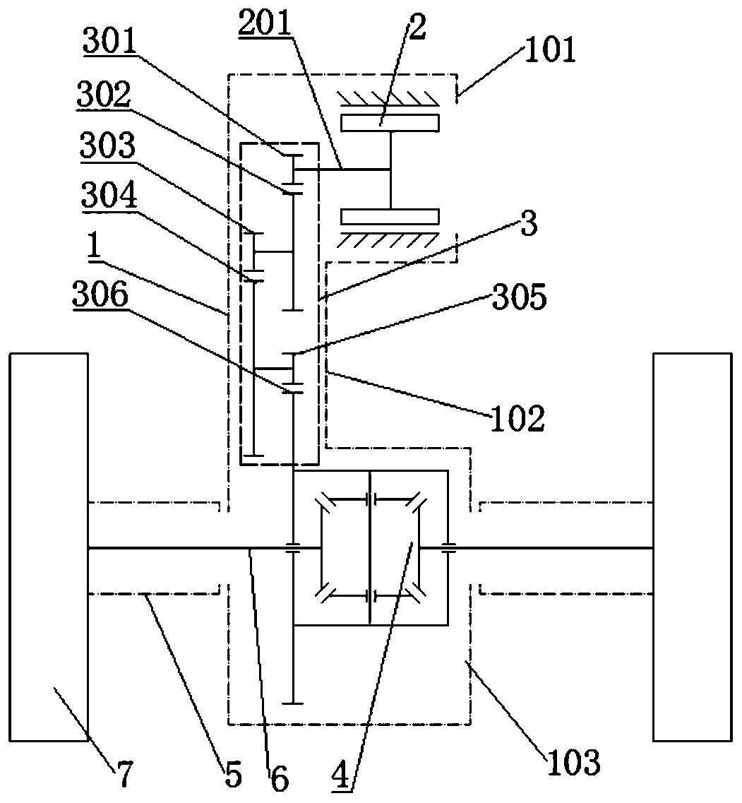 Integrated three-stage speed reduction electric drive axle