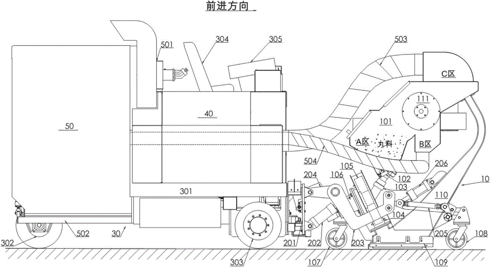 A driving shot blasting machine