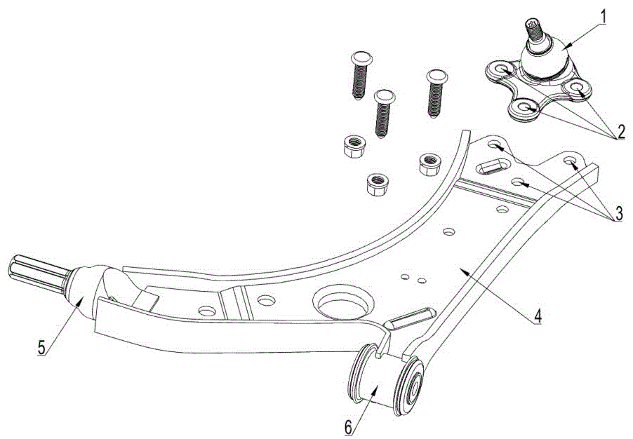 Triangular arm allowing angle of automobile wheel to be adjusted