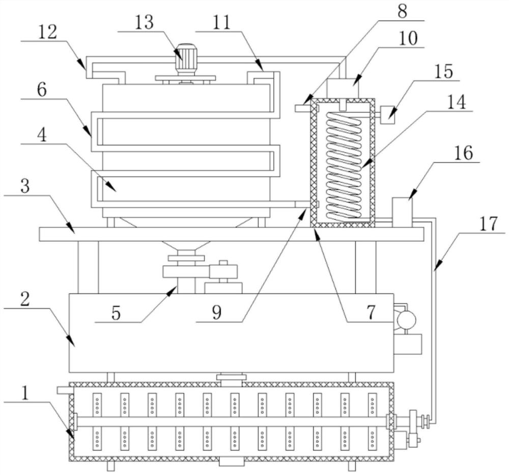 Environment-friendly waterborne NBR coating material waste-heat utilization and material recycling preparation device