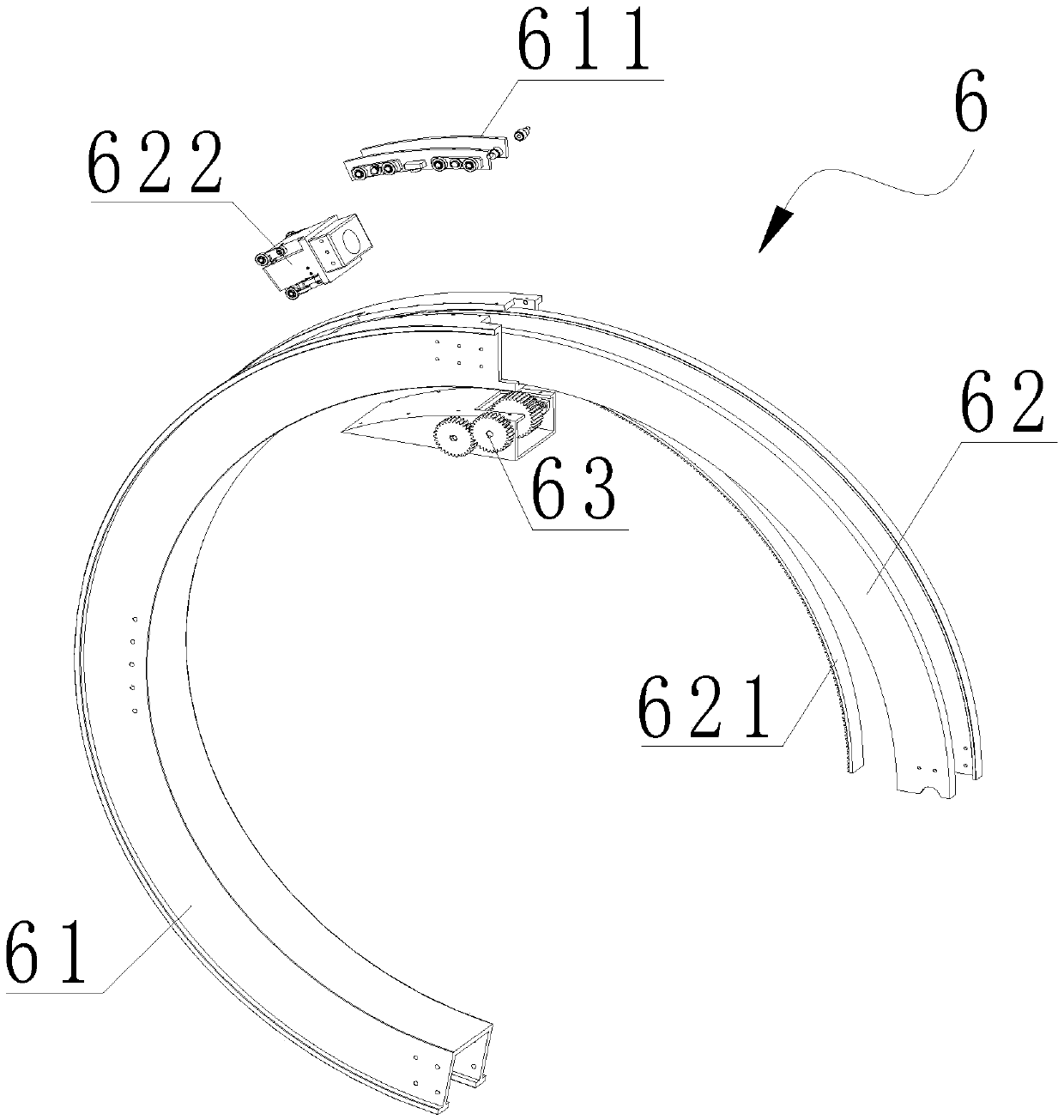 Electric telescopic suspension type G-shaped arm and working method thereof