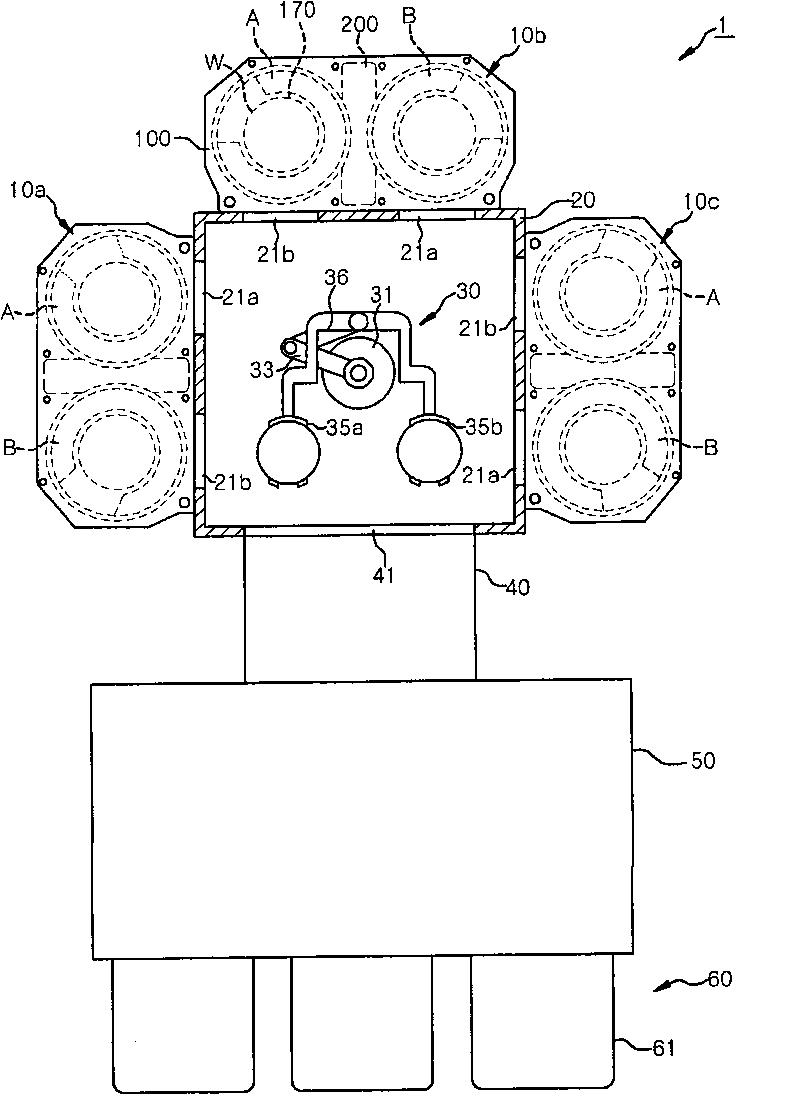 Multi-workpiece processing chamber and workpiece processing system including the same