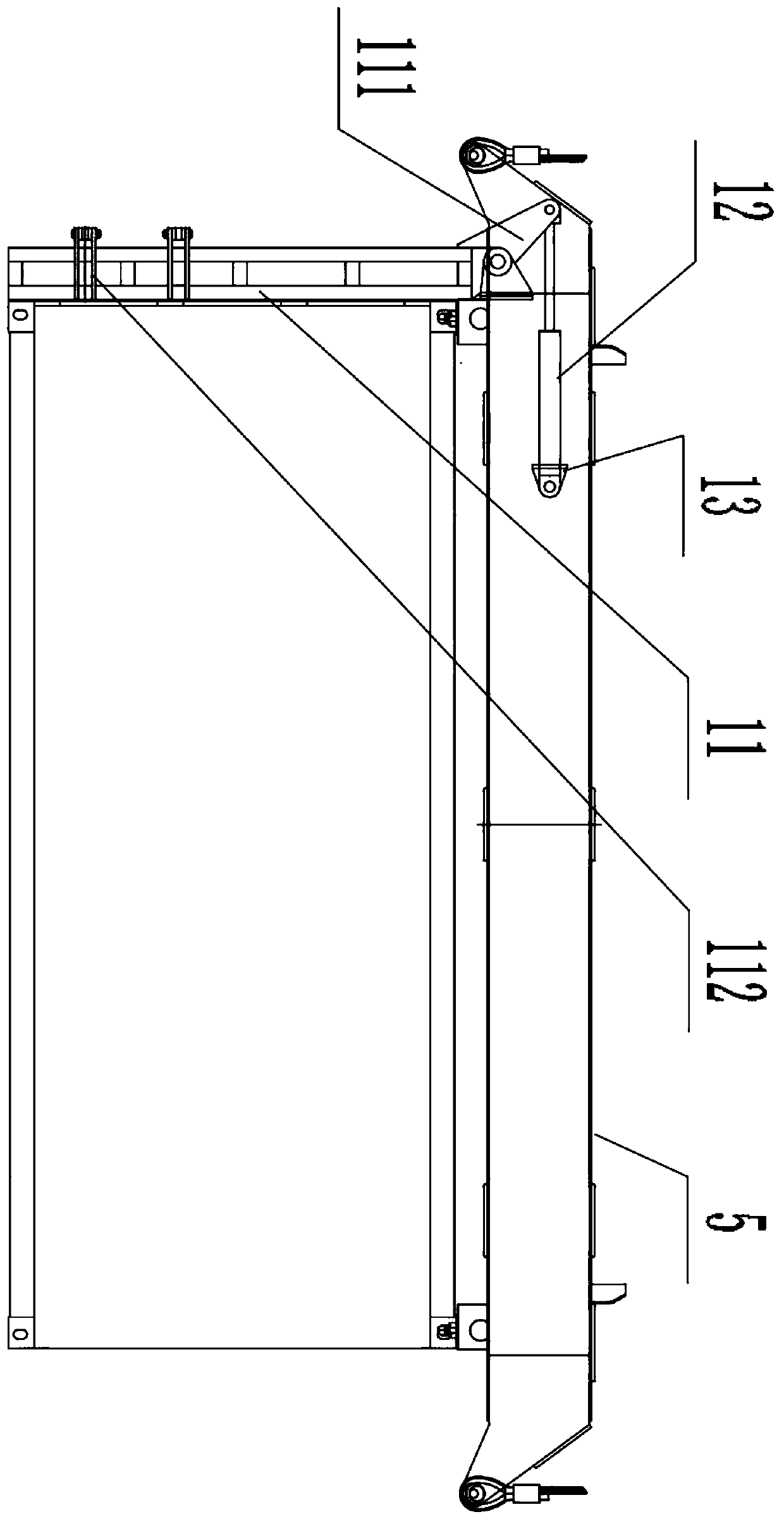 Container door opening or closing device of container