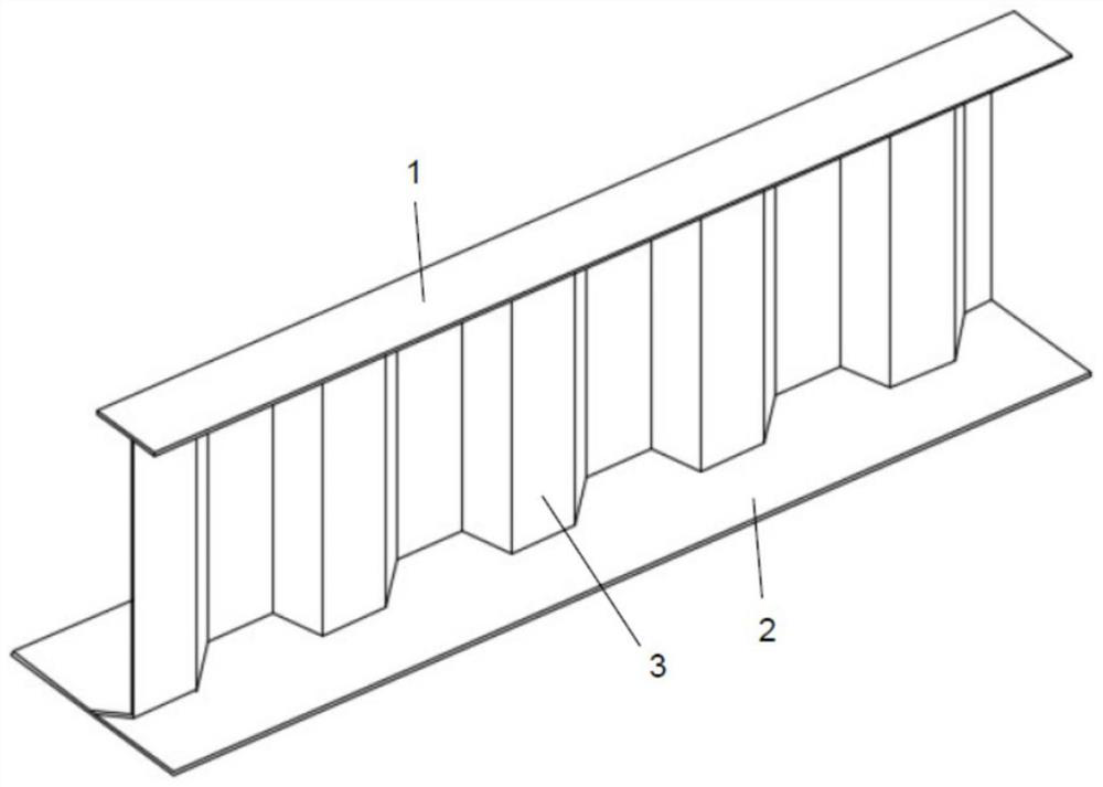 Construction method of novel unequal-flange steel-concrete combined corrugated web H-shaped beam