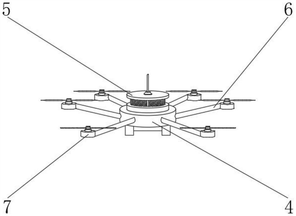 Fire-fighting six-rotor aircraft for overhead power grid