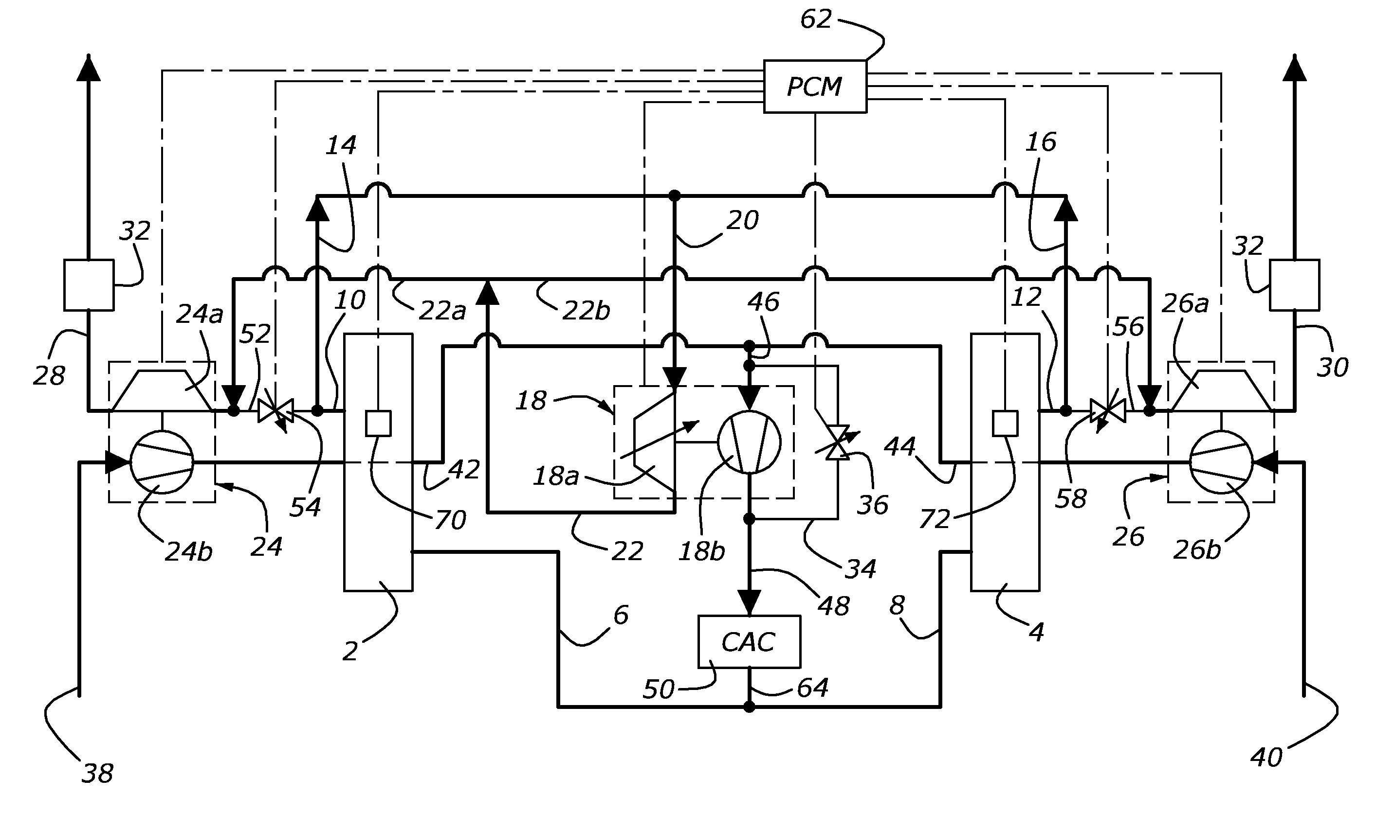 Split-Series Sequential Turbocharged Engine