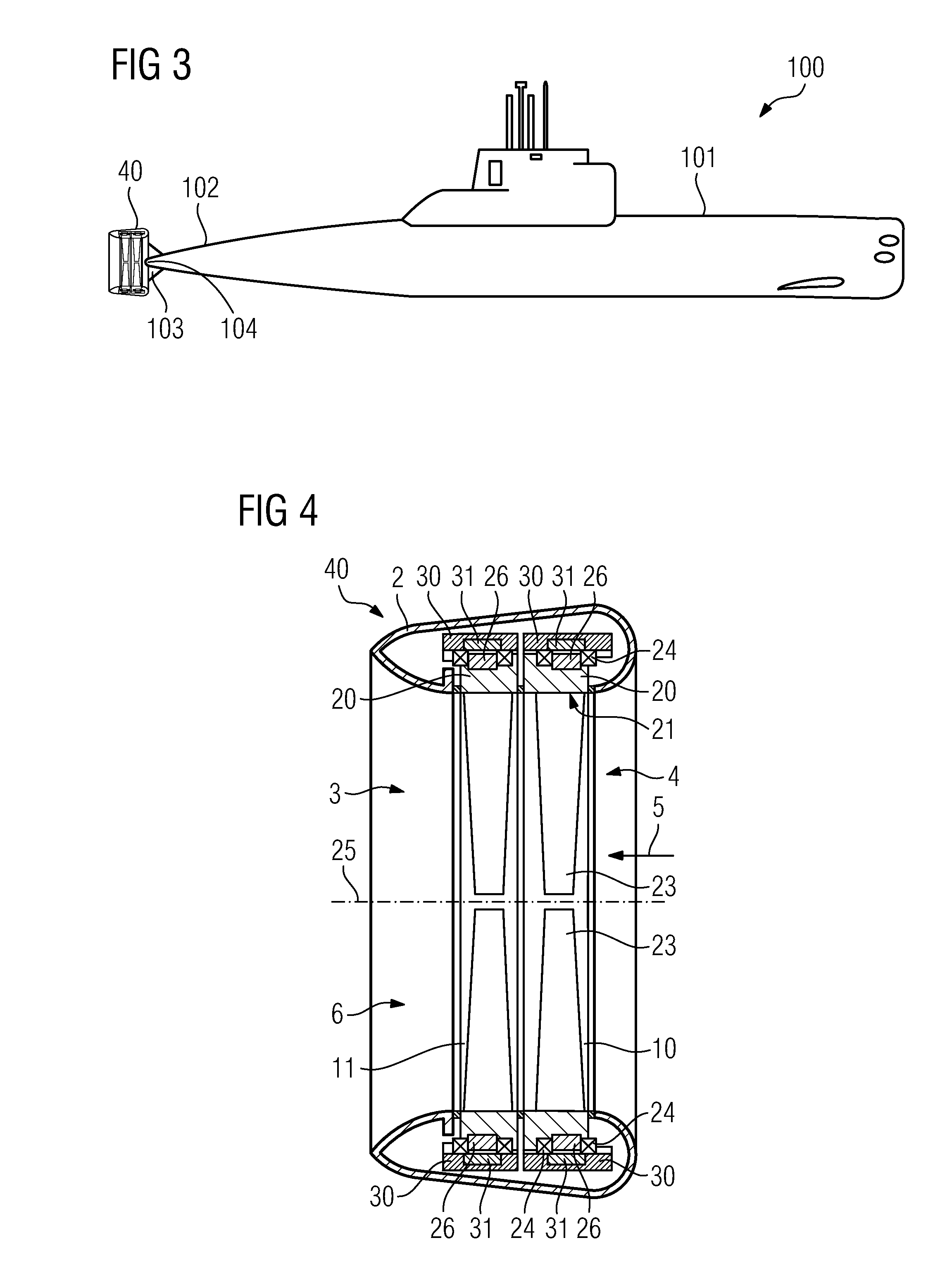 Submarine with a propulsion drive with an electric motor ring